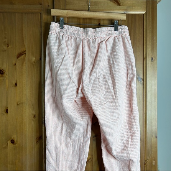 J. Crew Striped Linen Cotton Blend Drawstring Pants Women’s 10 Pink Coastal Chic - Picture 6 of 9